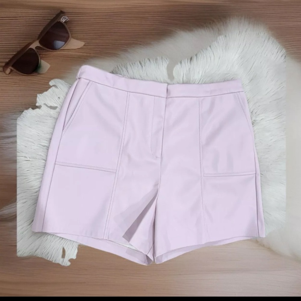 Halogen Faux Leather & Faux Suede Shorts In Pink Dogwood size 1x womens